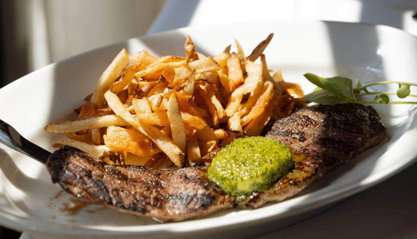 Mon Ami Gabi signature dishes Steak Frites
Onion Soup Au Gratin
Escargot